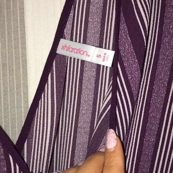 Purple and White Stripped Jumpsuit - Picture 6 of 8